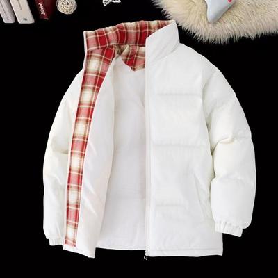 Veste doudoune patchwork à carreaux floraux pour homme - Manteau en coton à col montant pour l'automne/l'hiver
