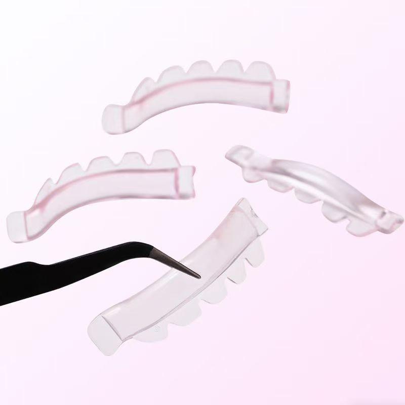 6 Pairs Self-Adhesive Eyelash Perm Pads,Q-Elastic Jelly Silicone Lash Lift Shields,Keratin Curling Molds with Toothed Edge for DIY Lash Lift,Reusable