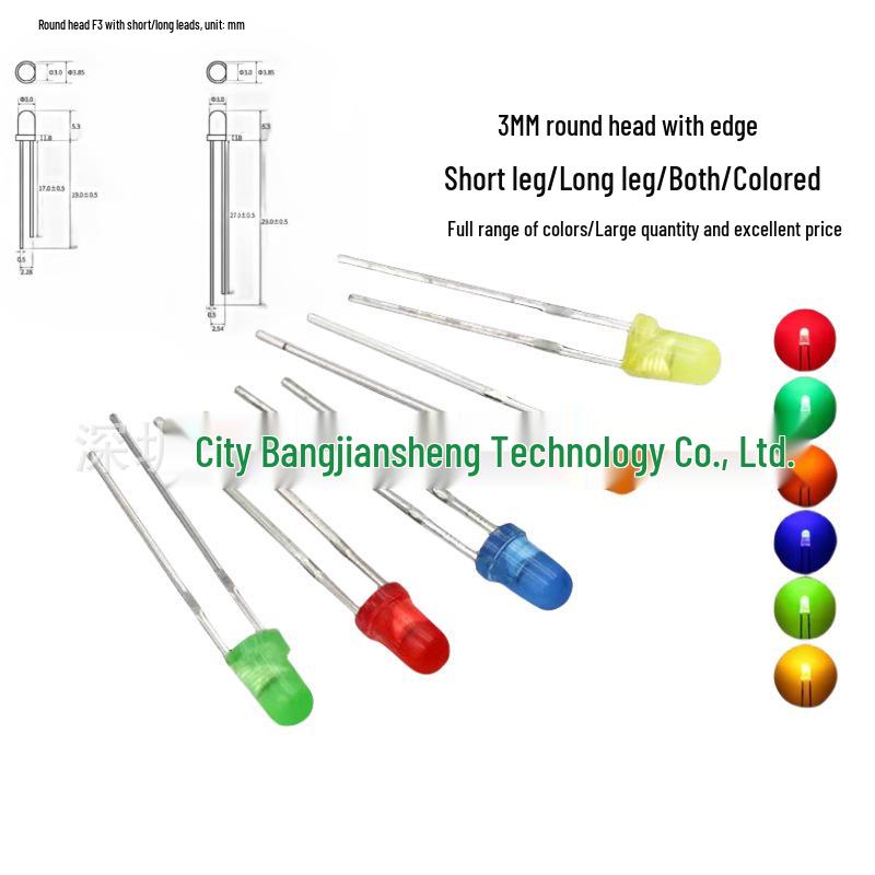 3mm LED Glühbirnenlicht: Rot, Grün, Gelb, Blau, Orange Lampenperle - Direktsteckkomponente