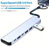 7/8Port USB C Hub Expander Multiport Adapter TypeC Splitter Dock USB3.0 Port for Xiaomi Phone Tablet Fast Data Transfer Charging