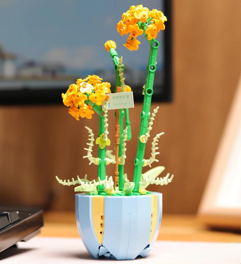New Mini Building Blocks Toys For Girls Bonsai Bricks Potted Flowers Blossoms Plants Construccion Kids Adult Toys Christmas Gift