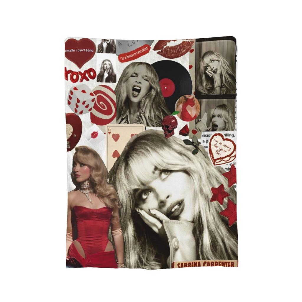 Singer Sabrina Carpenter Blanket Pop Music Plush Funny Warm Throw Blanket for Chair Covering Sofa Autumn/Winter,