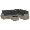 7 piece Garden Sofa Set with Cushions Light Grey Poly Rattan