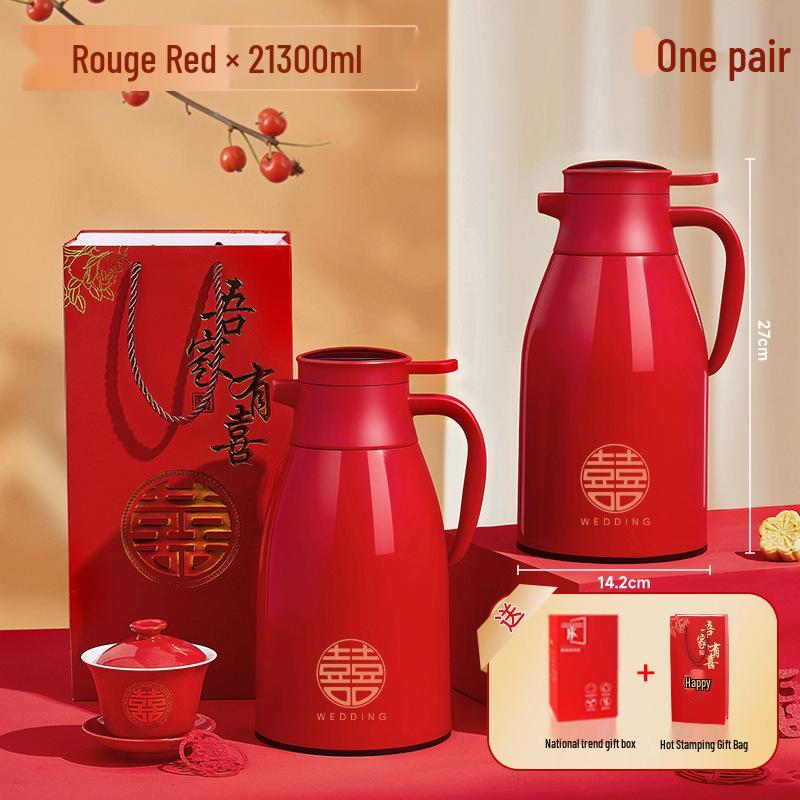 Wedding Gift Set: Large Capacity Glass Liner Thermos Flask & Water Bottle