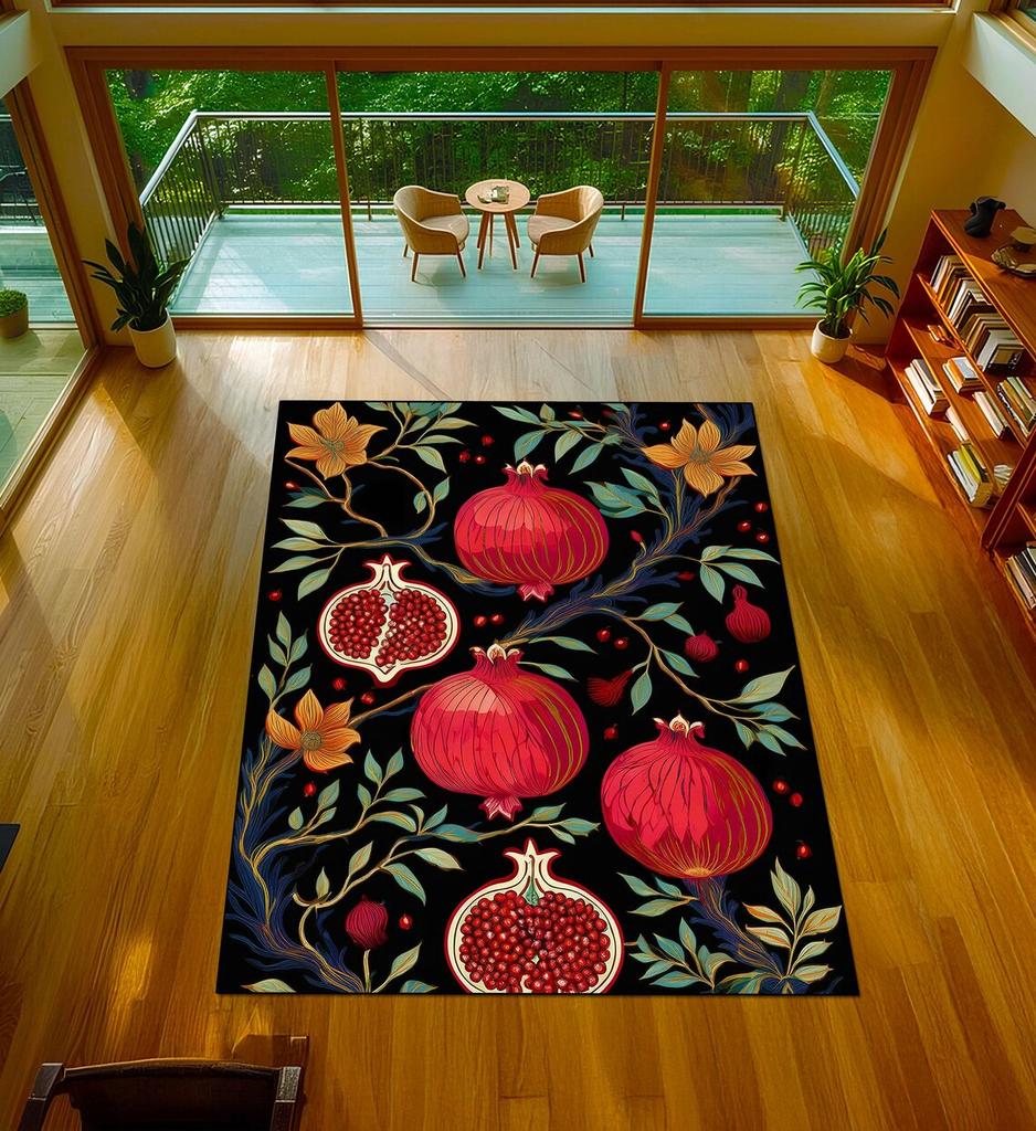 Pomegranate Flower Carpet Retro Baroque Style Entrance Carpet Bohemian Style Bedroom Warm Atmosphere Decorative Rug