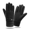 Thickened and Fleece Leather Gloves In Winter All Fingers for Men's Sports Cycling Cold Proof  Wind Proof  Warm Touch Screen Electric Vehicle Skiing
