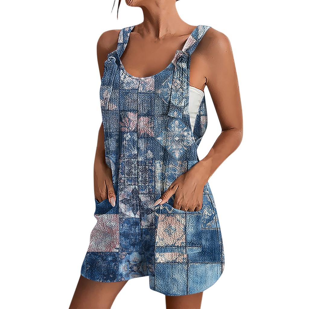 Women's Summer Fashion Floral Print Jumpsuit Casual Romper Shorts