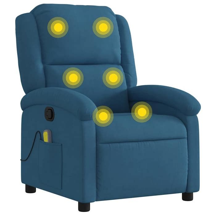VidaXL Fauteuil inclinable de massage bleu velours 371818