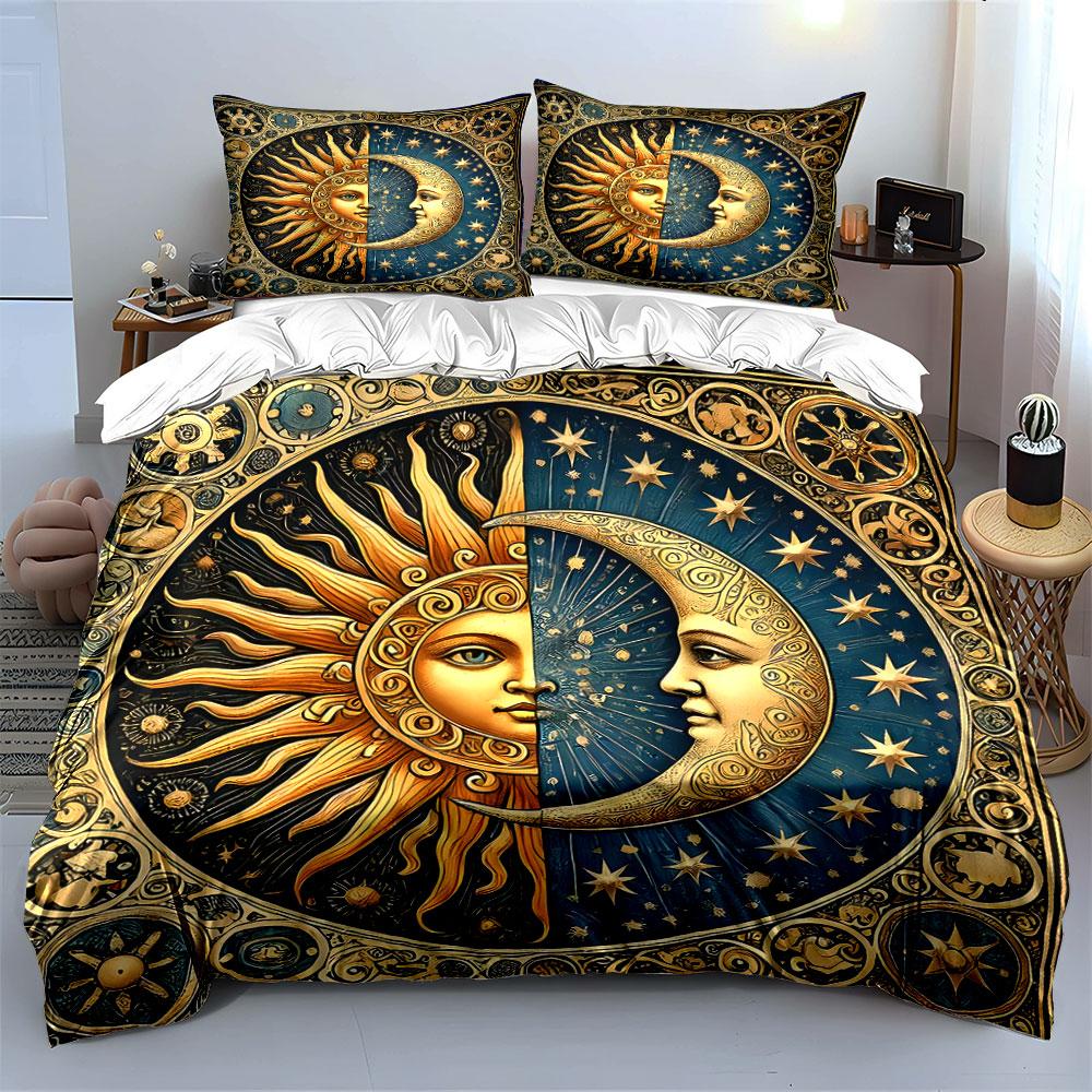 Sun, Moon, Stars Pattern. Bedding Sets Duvet Cover Sets Duvet Covers Pillowcases(1* Duvet Cover 2* Pillowcases Without Duvet Insert)