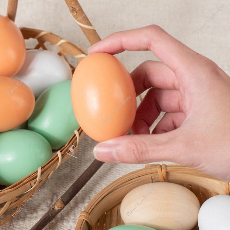 1/3/5/10Pcs Wooden Imitation Eggs DIY Painted Wooden Crafts Painting Eggs Furniture Showroom Layout Easter Souvenir Decoration