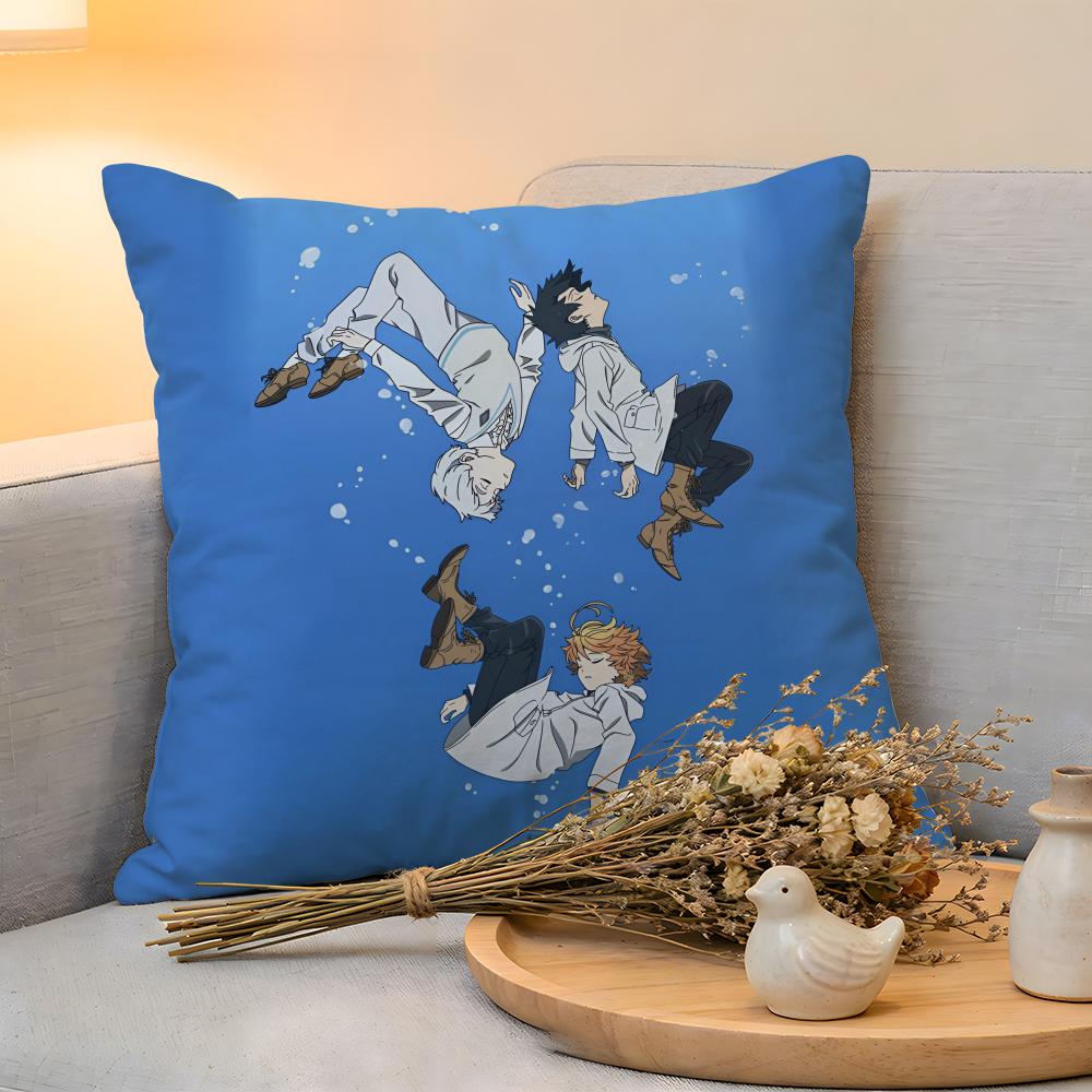 Cushion Cover Linen SkinFriendly Soft Decorative Case For Sofa Home Decor Cute Anime The PPromised Neverland Pillow Cover