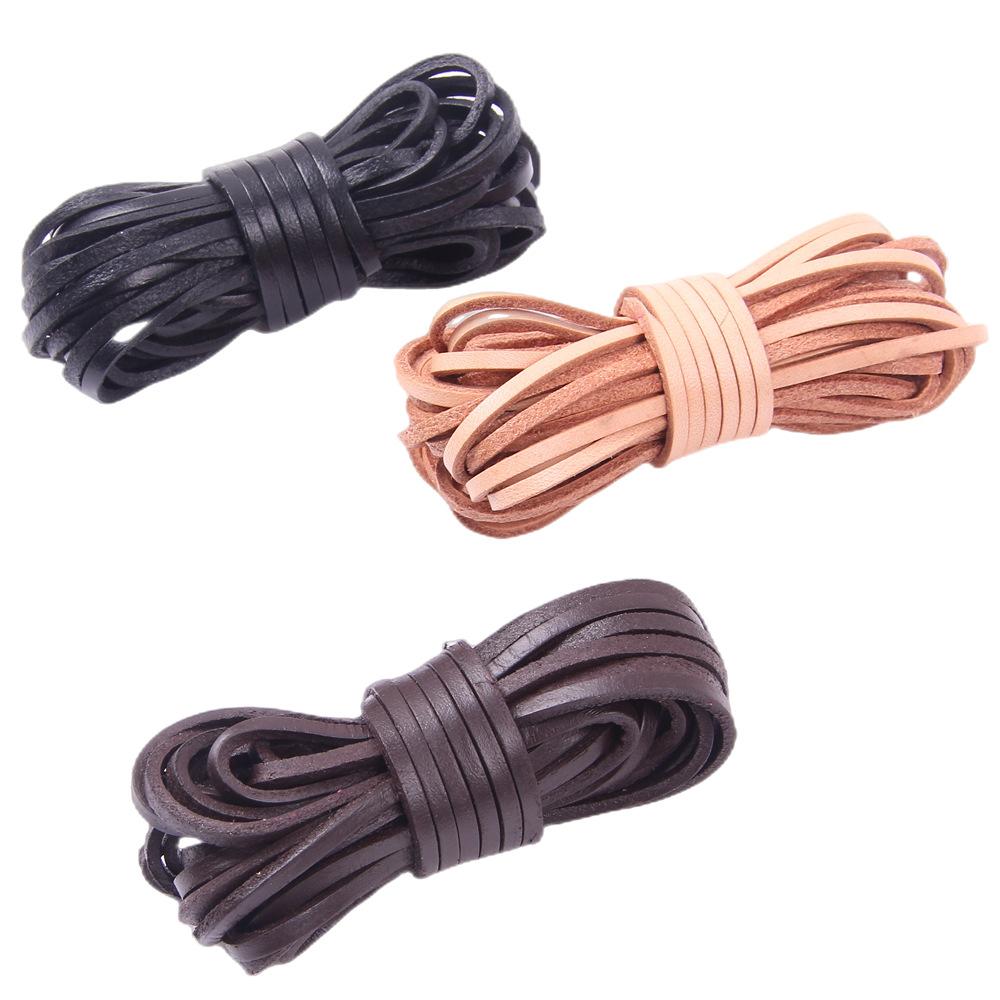 Diy Rope 2Mm Thick 3Mm Wide Rope Braided Rope Leather Strip Rope Vegetable Tanned Leather Flat Leather Rope Cowhide 5 Meters A Piece