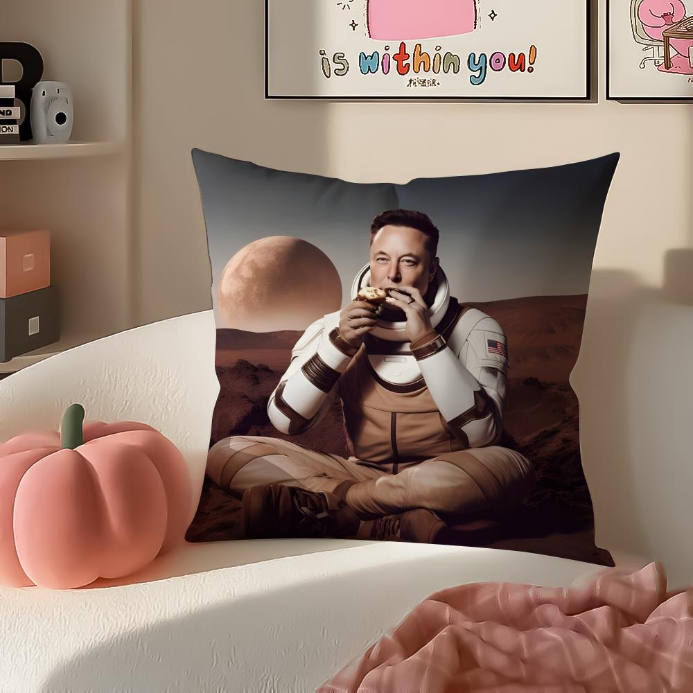 EElon MMusk meme Cushion Cover Pillowcase Short Plush Invisible zipper Room Sofa Cushion Cover