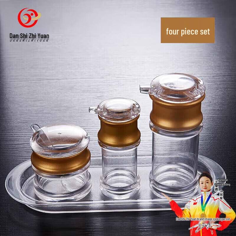 Acrylic 4-Piece Gold Seasoning Set with Toothpick Holder