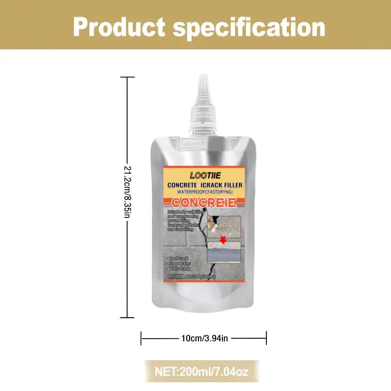 

200g Waterproof Crack Filler | Fast-Dry Self-Leveling Concrete Repair | For Walls/Roofs/Floors | Outdoor Tile Sealant | Anti-Agi