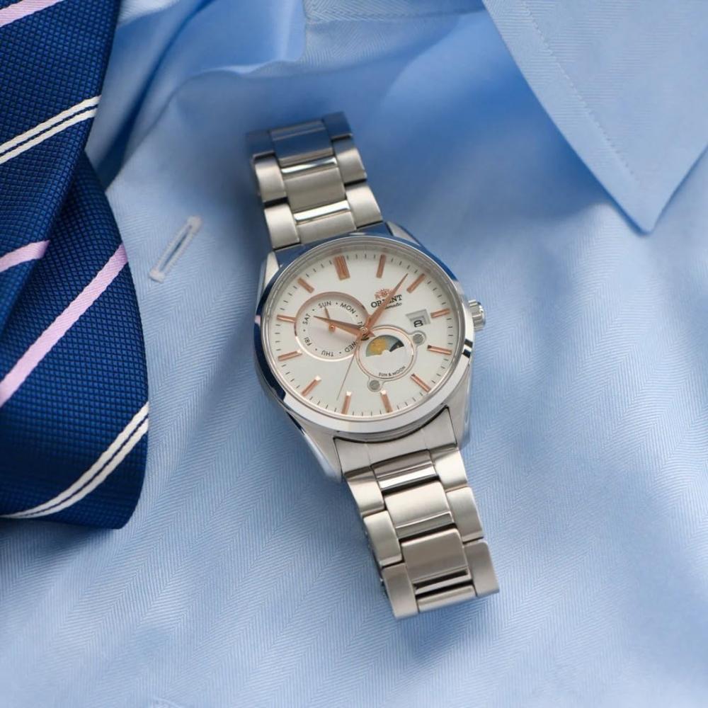 Orient Automatic Wristwatch Men Sun And Moon Rn Ak0301s