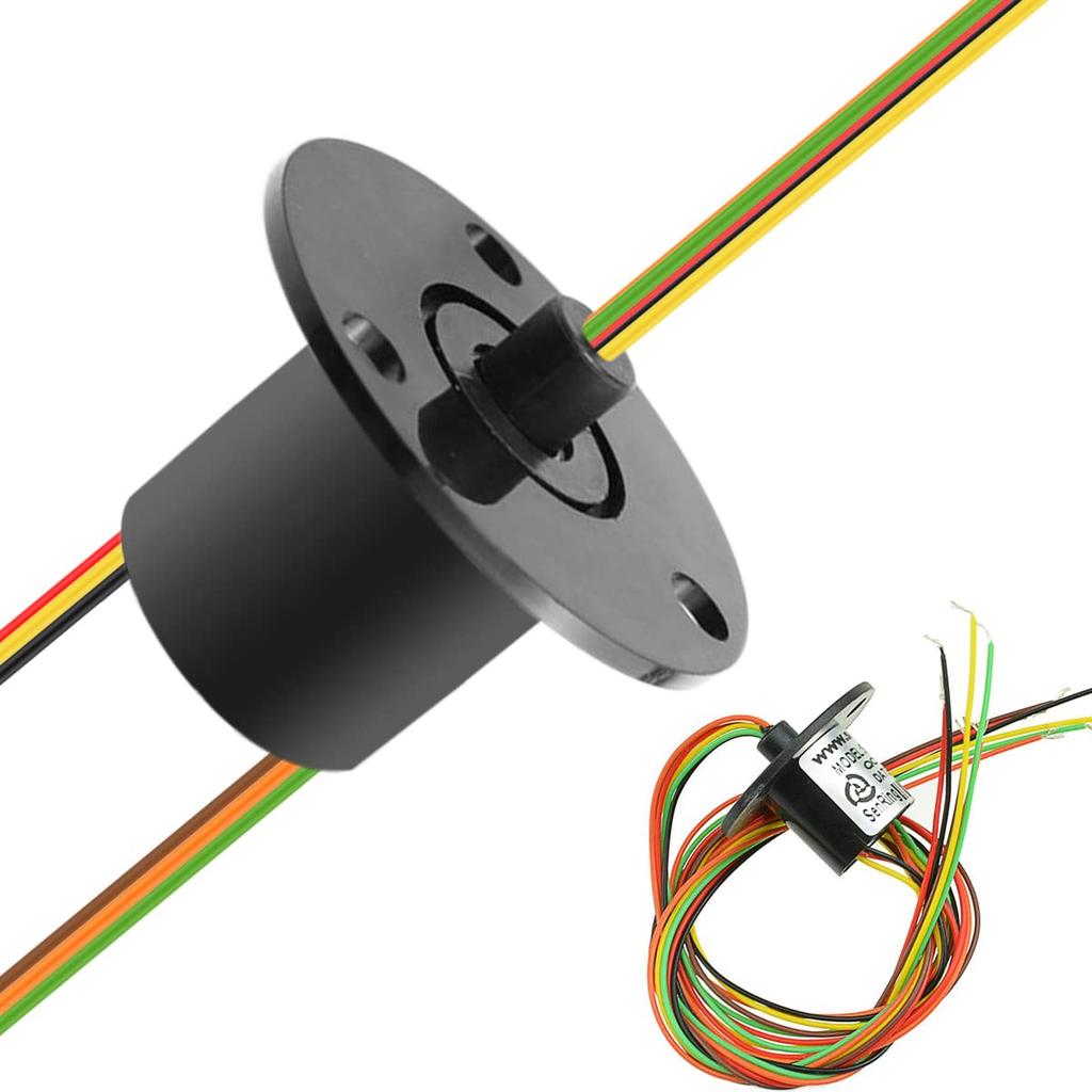 Youmile Capsule Slip Ring, V-Groove Ring 12.5mm Signal Transmitting Electrical Circuit x2A 360° Rotary Joint 300 Rpm 240VAC 6-Wire Monitor for Robot