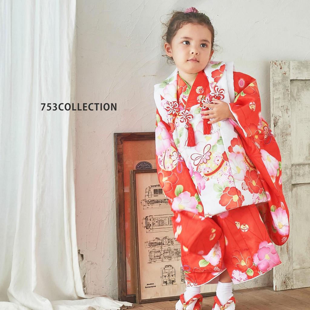 NISHIORI Kimono and Hifu Coat Classic Kimono for Hinamatsuri 9-Piece Shichi-Go-San Set, Set, 3-Year-Old Girls, (Girls' Day) (D-1)