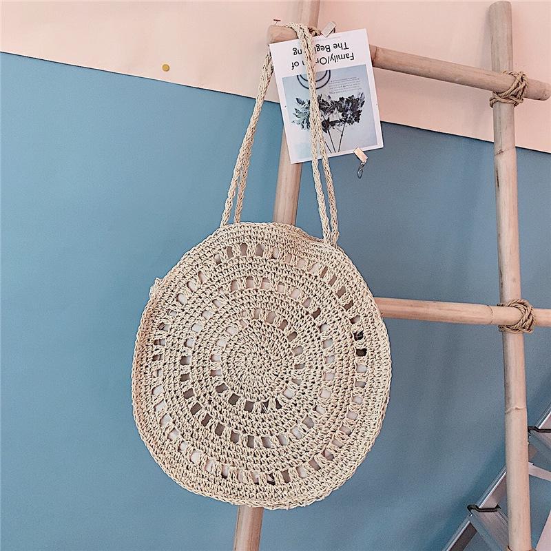 Casual Rattan Women Shoulder Bags Circle Straw Handbags Big Capacity ...