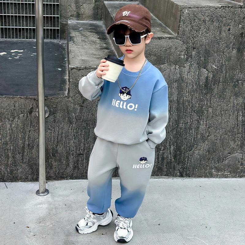 

Комплект толстовки на флисе для мальчиков 2025 - Уютный осенне-зимний спортивный двухслойный комплект 130 cm белый/синий