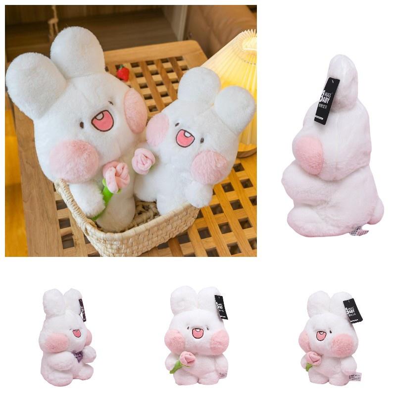 Adorable Plush Bunny Toy With Flower And Bowtie Decorations