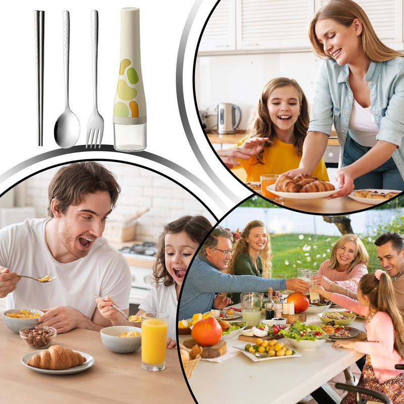 Stainless Spoons Forks Chopsticks Utensil Portable Travel Flatware Spoon Fork With Case For School Work Lunch