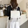 Floral Print And PU Leather Backpack For Women Casual Style Daypack With Buckle Closure Stylish College School Bag Office Work Commute Travel