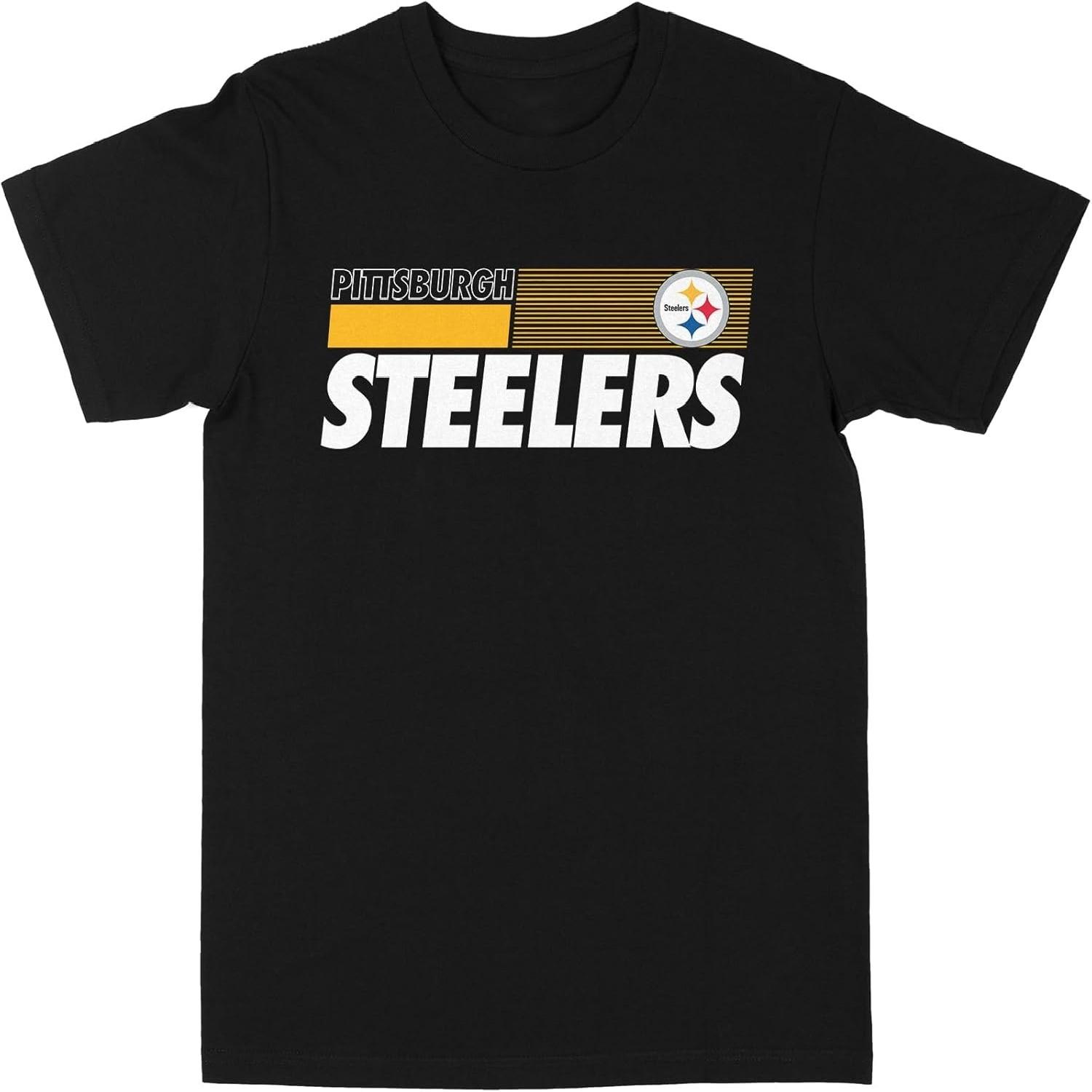 Philcos NFL Pittsburgh Steelers Slant Text Black T-Shirt S