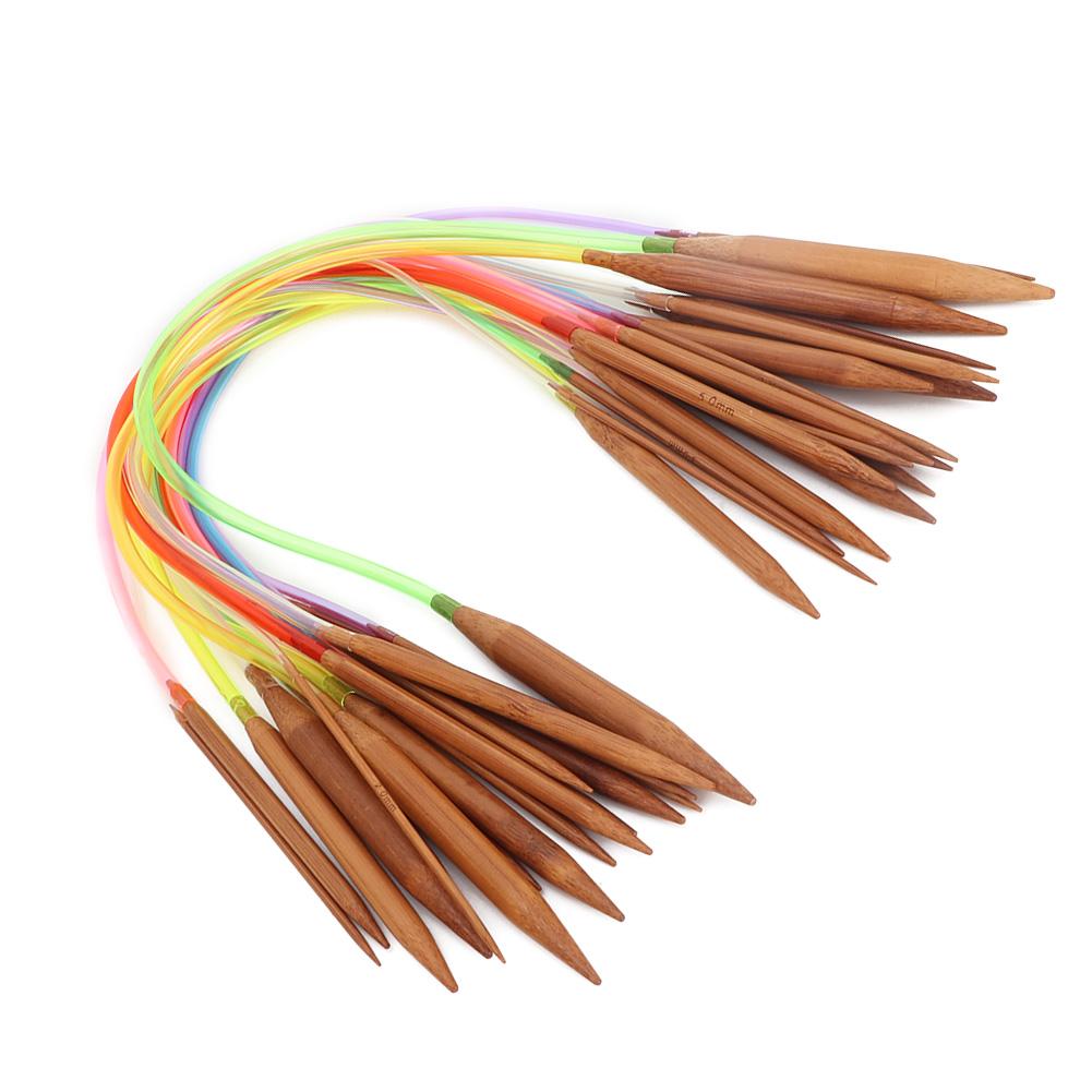 Multicolor Plastic Pipe Carbonized Double Annular Bamboo Sweater Needles(40 cmCelsius15.7 in)
