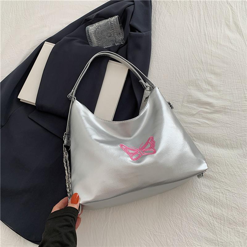 Fashion Embroidered Butterfly Multi Use Shoulder Bucket Backpack Large Capacity Soft Casual Bag For Women