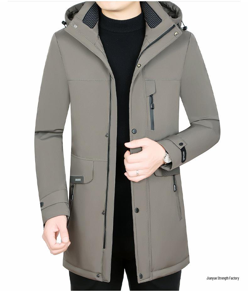 Pierre Cardin Herr 2025 Vinterjacka med Gåsdun och Avtagbart Foder - Tjock, Varm, Mellanlång Rock