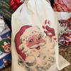 5/10/20Pcs Vintage Inspired Santa Drawstring Gift Bag Christmas Wrapping Santa Sack Holiday Celebrations New Year Party Decor