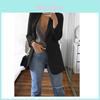 Women Lapel Loose Turndowncollar Long Sleeve Casual Blazer Outwear Women