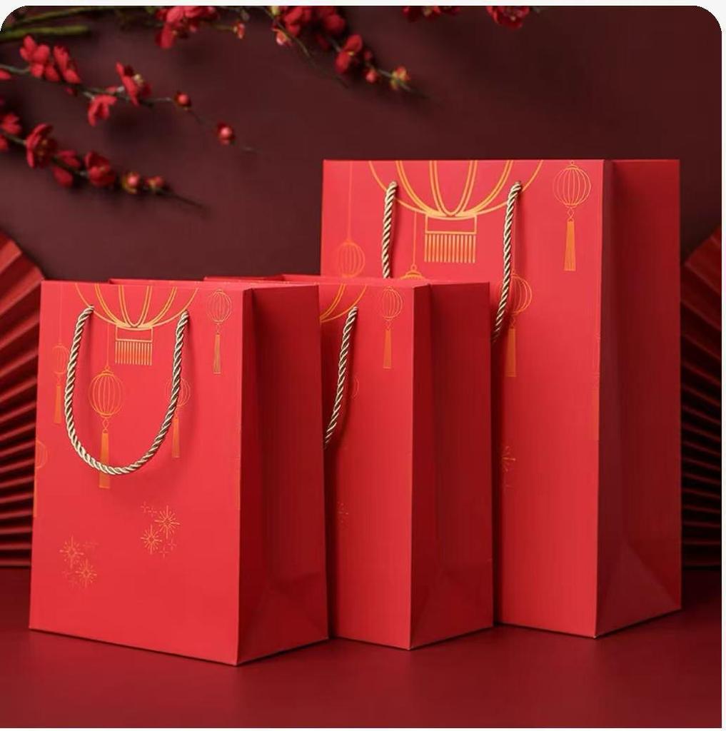 Retro Chinese Red New Year Valentine Gift Bag - Candy Box Paper Handbag Souvenir