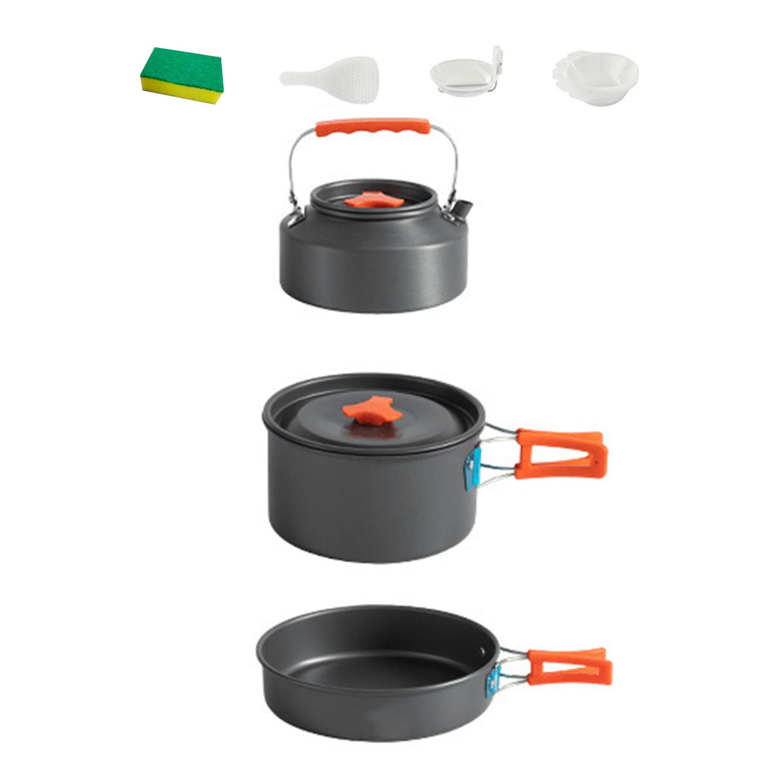 

3pcs Camping Cookware Set Portable Non-Stick Aluminum Alloy Pot Pan 1.1L Kettle kit for Outdoor Survival Cooking Supplies