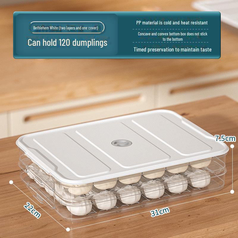 Multilayer Food-Grade Freezer Storage Box for Dumplings, Wontons, Eggs & More