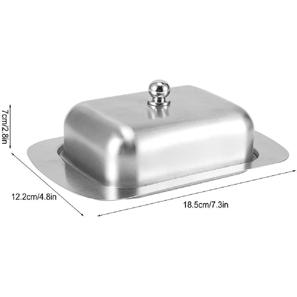 Butter Dish with Cover, Stainless Steel Butter Container Butterie Butter Dish for Kitchen Countertop Refrigerator, 7.3x4.8x2.8in