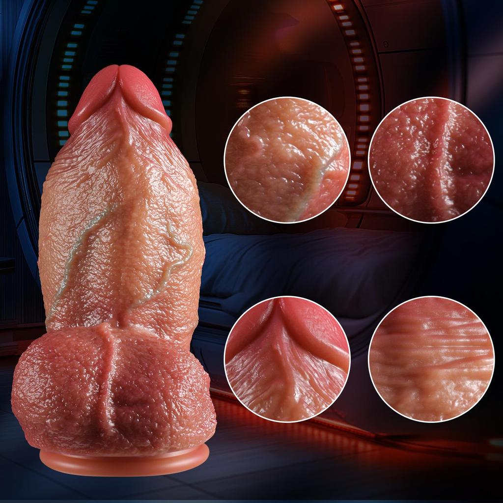 Consolador realista extragrueso y ultragrande: grosor extremo, ventosa potente, textura realista, juguete de silicona premium para adultos.