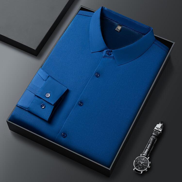 Men's Seamless Fleece-Lined Formal Long-Sleeve Shirt