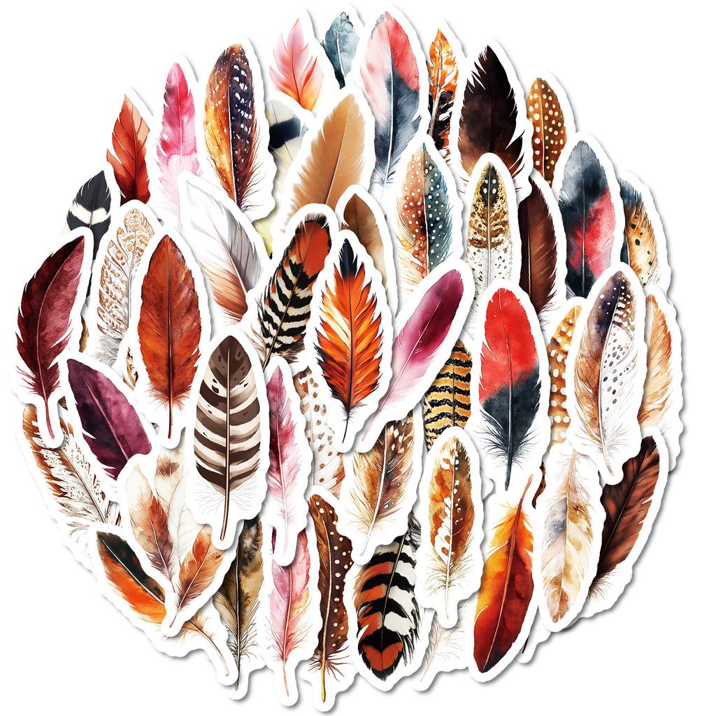 50 Realistic Feather Suitcase Stickers Cute Personal Stickers DIY Mobile Phone Case Hand Account Skateboard Computer Decoration