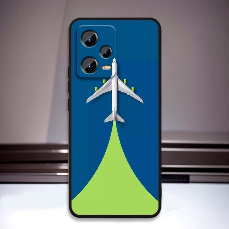 Fashion airplane pattern For Xiaomi Redmi Note 15 14 13 12 12S 11E 11 11S Pro Plus 4G 5G Black Soft TPU Phone Case