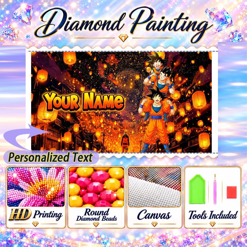 Personalized Dragon Ball Goku Diamond Art Custom Name 5D Diamond Painting Full Drill DIY Craft