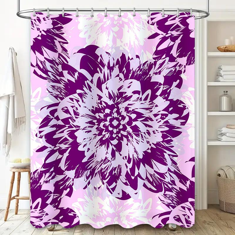 Delightful Purple Blossom Shower Curtain Floral Print Bath Decor for Home Bathroom Decoration Pink White Floral Bath Shower Curt