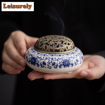 Bruciaincenso in Porcellana Blu e Bianca Bruciatore di Incenso Zen Porta Incenso Porta Incenso ad Aroma Porta Incenso a Fumo Ornamenti Artigianali da Tavolino da Tè per Ufficio