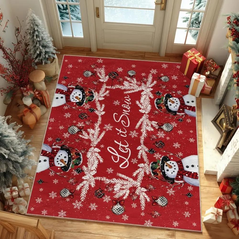 Christmas and Autumn Warm and Non-Slip Floor Mat Living Room Holiday Rug Non-Slip and Anti-Fall Rug Home Party Decoration