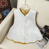 Gilet a Girocollo Rotondo Bicolore in Broccato Cinese Jacquard Ricamato con Fenice