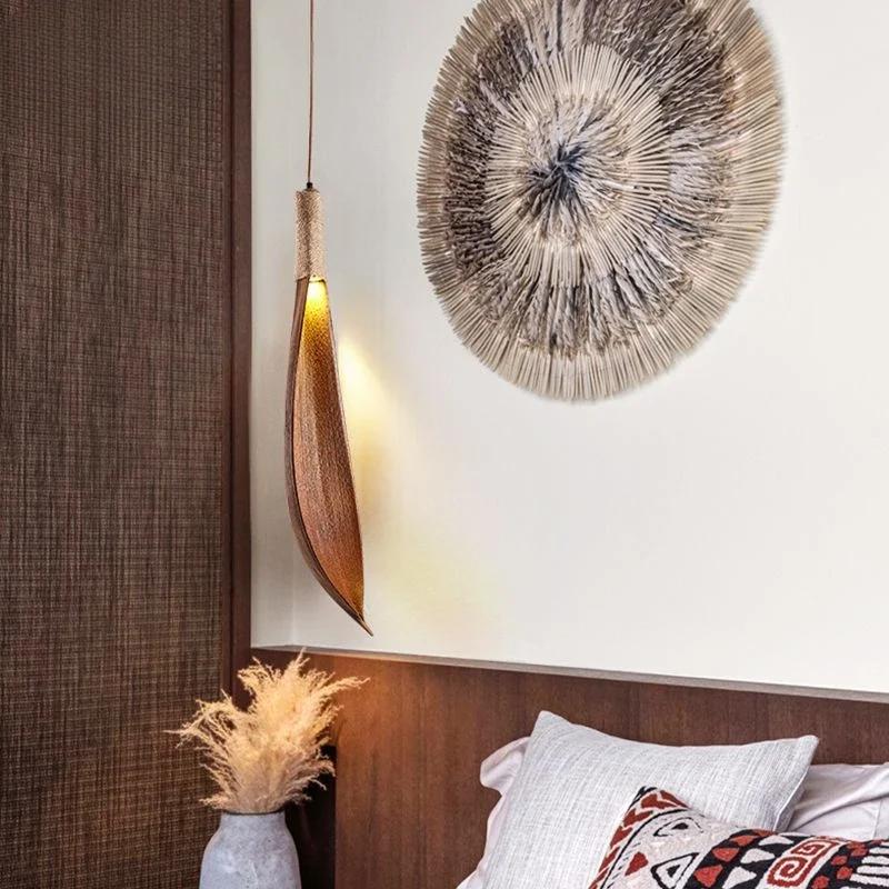 Chandelier For Living Room Japanese Wabi-sabi Art Retro Homestay Natural Leaf LED Light Restaurant Personality Clothing Store