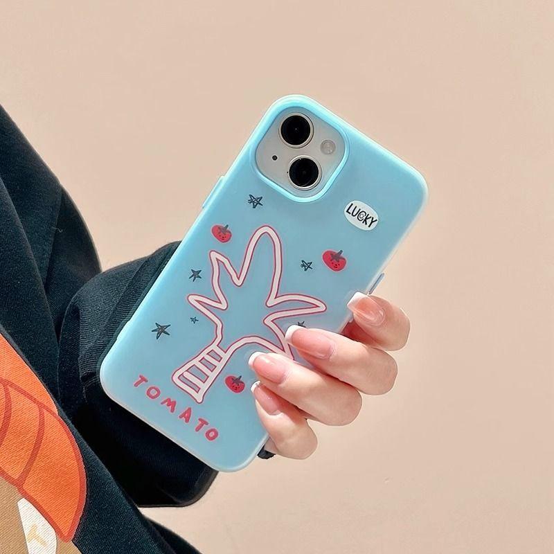 Graffiti Coconut Tree Tomato Apple 16 15promax Mobile Case Applicable To IPhone 14 Skin Scrub 13 17 Sets