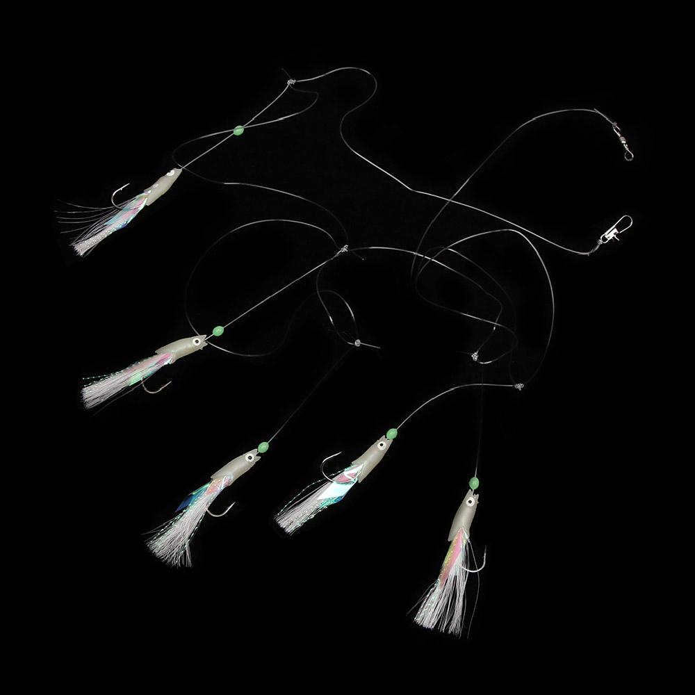 Soft Silicone Head  Carbon Steel  Portable Tied Up Glow Fish Lure Soft Bait  String Hook Long Tail