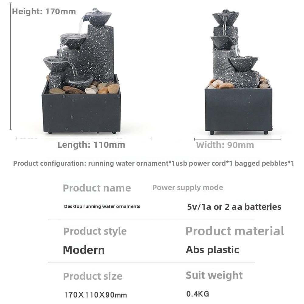 Circulating Water Flow Water Fountain ABS Micro Landscape Flowing Water Ornaments Battery/Plugged in Waterfall Decoration